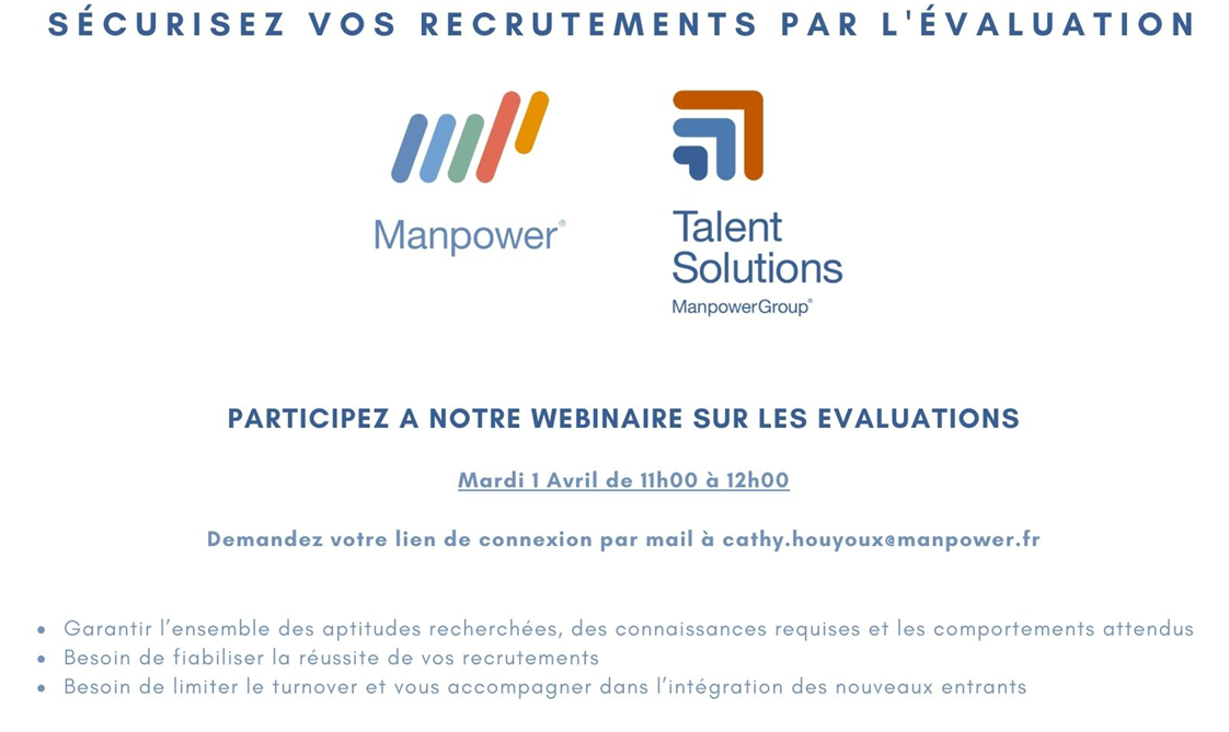 Un webinar sur les évaluations pour sécuriser vos recrutements by MANPOWER