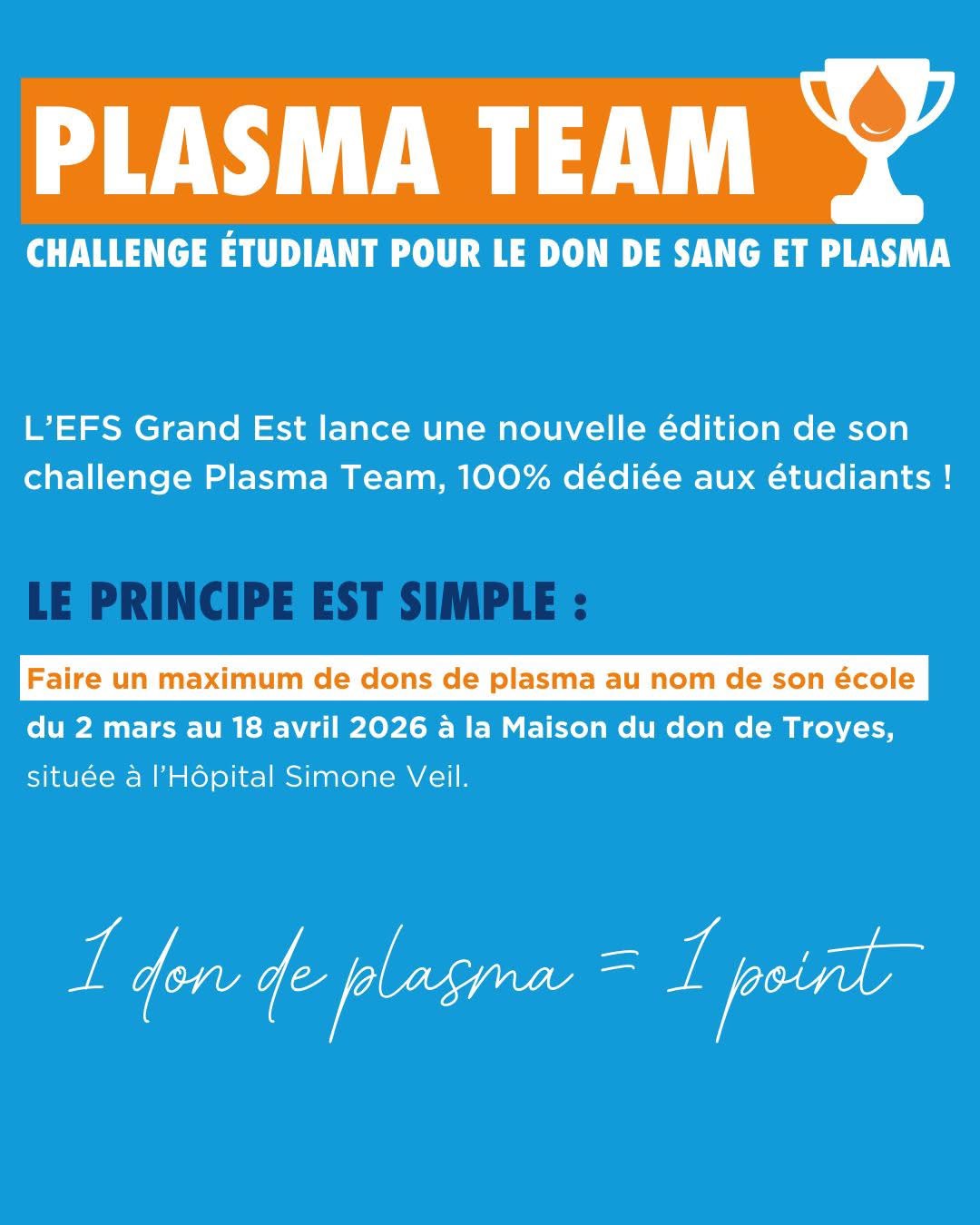 PLASMA TEAM de nos Aubassadeurs de l'Etablissement Français du Sang