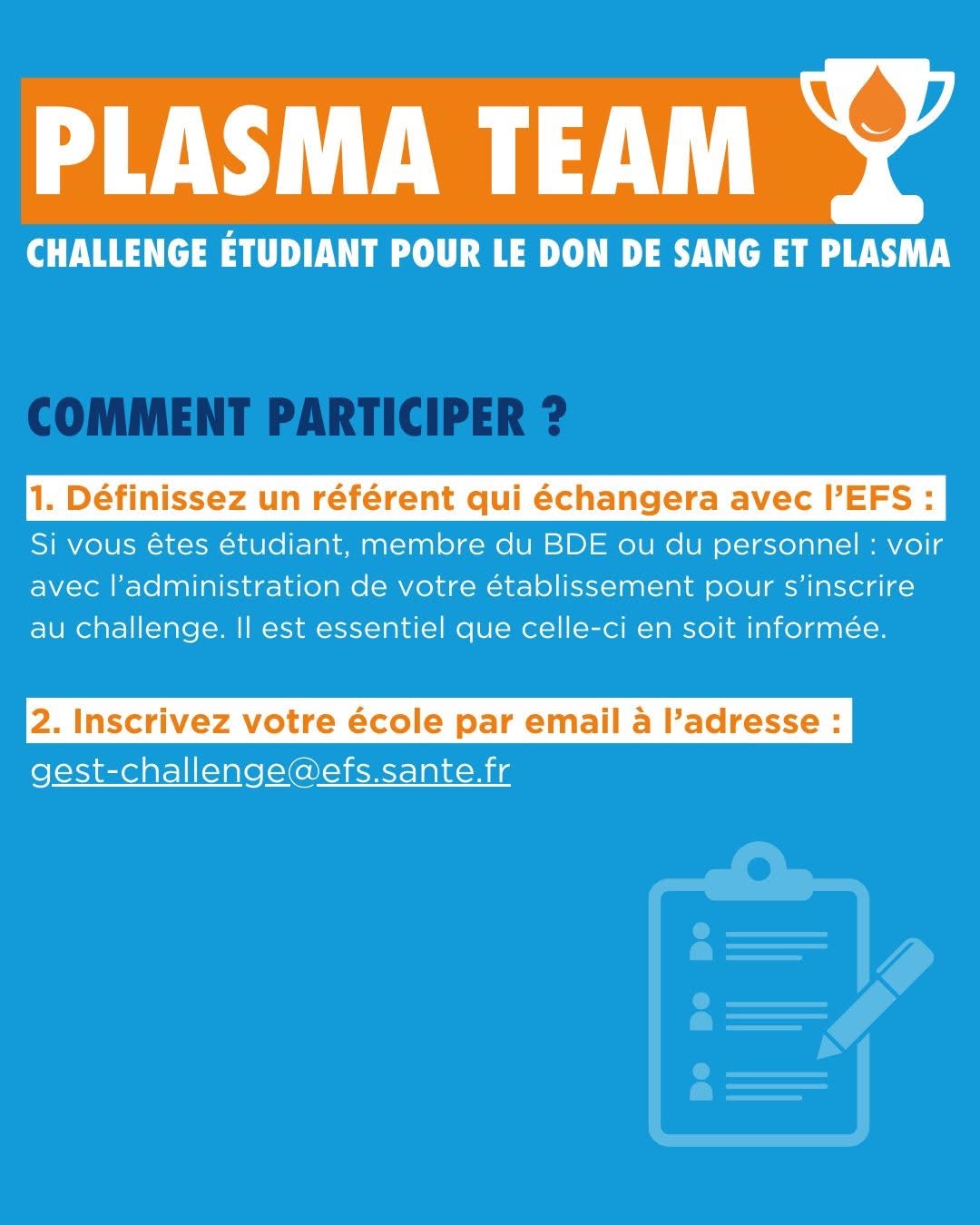 PLASMA TEAM de nos Aubassadeurs de l'Etablissement Français du Sang