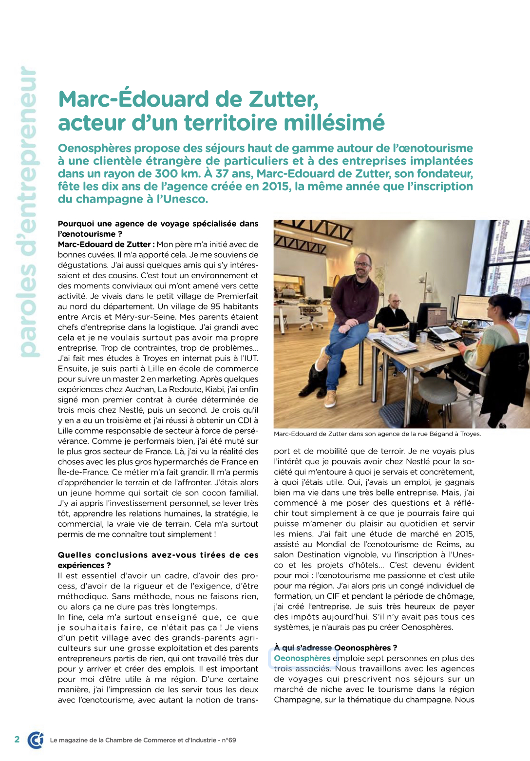 Marc-Edouard De Zutter dans le CCI MAG de mars