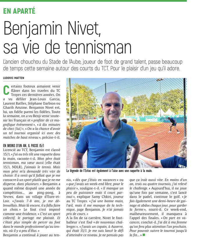 Benjamin Nivet, sa vie de tennisman !