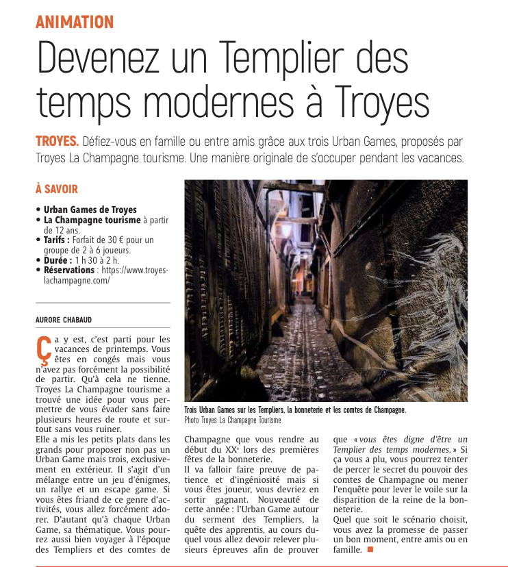 Devenez un Templier des temps modernes à Troyes
