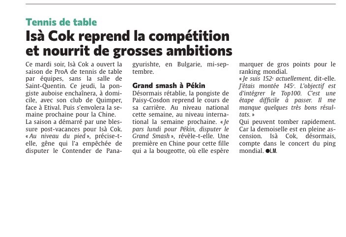 Isà Cok reprend la compétition et nourrit de grosses ambitions