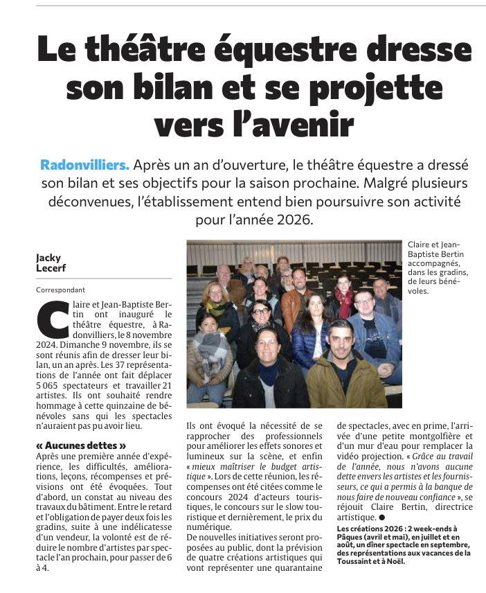 Le théâtre équestre dresse son bilan, après une année d’ouverture