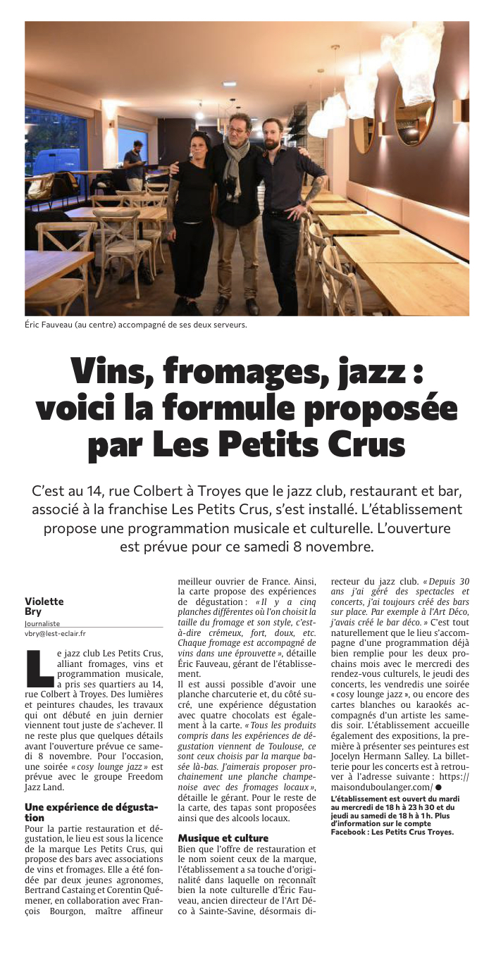 Vins, fromages, jazz : voici la formule proposée par Les Petits Crus à Troyes