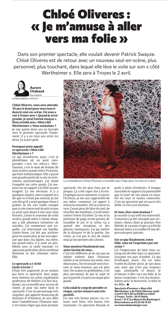 Chloé Oliveres : «Je m'amuse à aller vers ma folie »