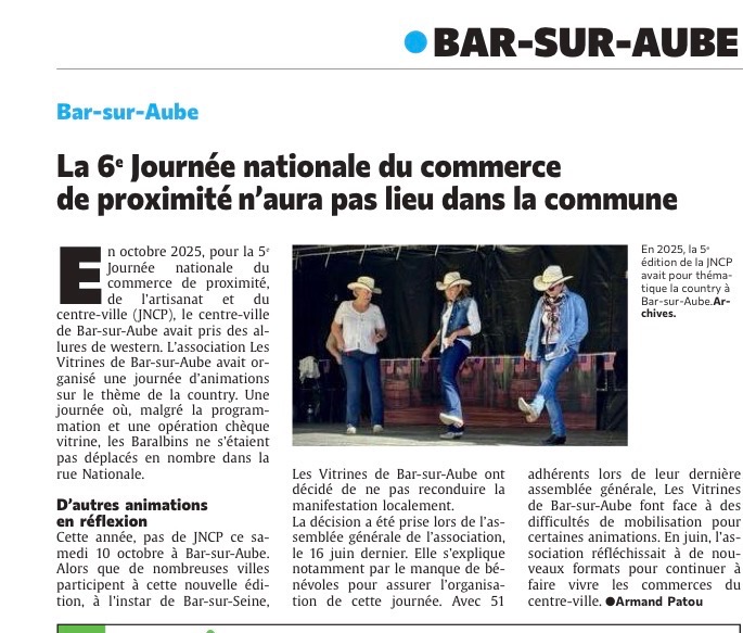 La 6° Journée nationale du commerce de proximité n'aura pas lieu dans la commune