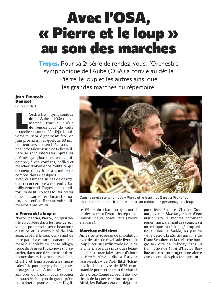 Avec l'OSA, Pierre et le loup au son des marches du répertoire à Troyes