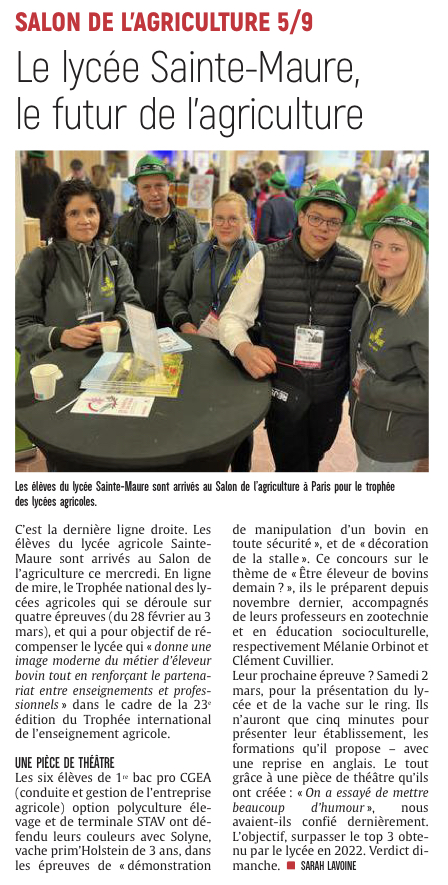 Le lycée Sainte-Maure, le futur de l'agriculture