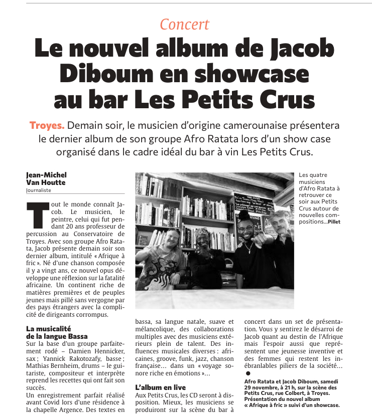 Le nouvel album de Jacob Diboum, en showcase au bar Les Petits Crus
