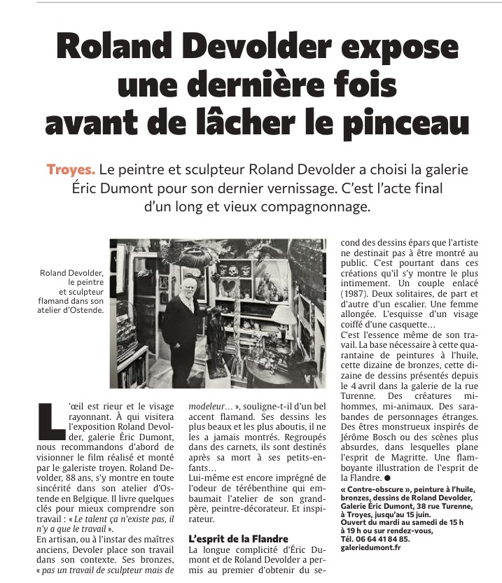 Galerie Dumont : Roland Devolder expose une dernière fois ...