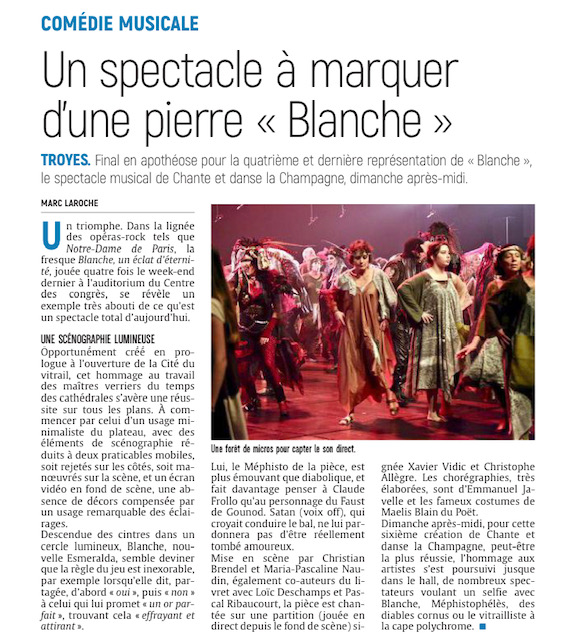 Troyes: Un spectacle à marquer d’une pierre «Blanche»