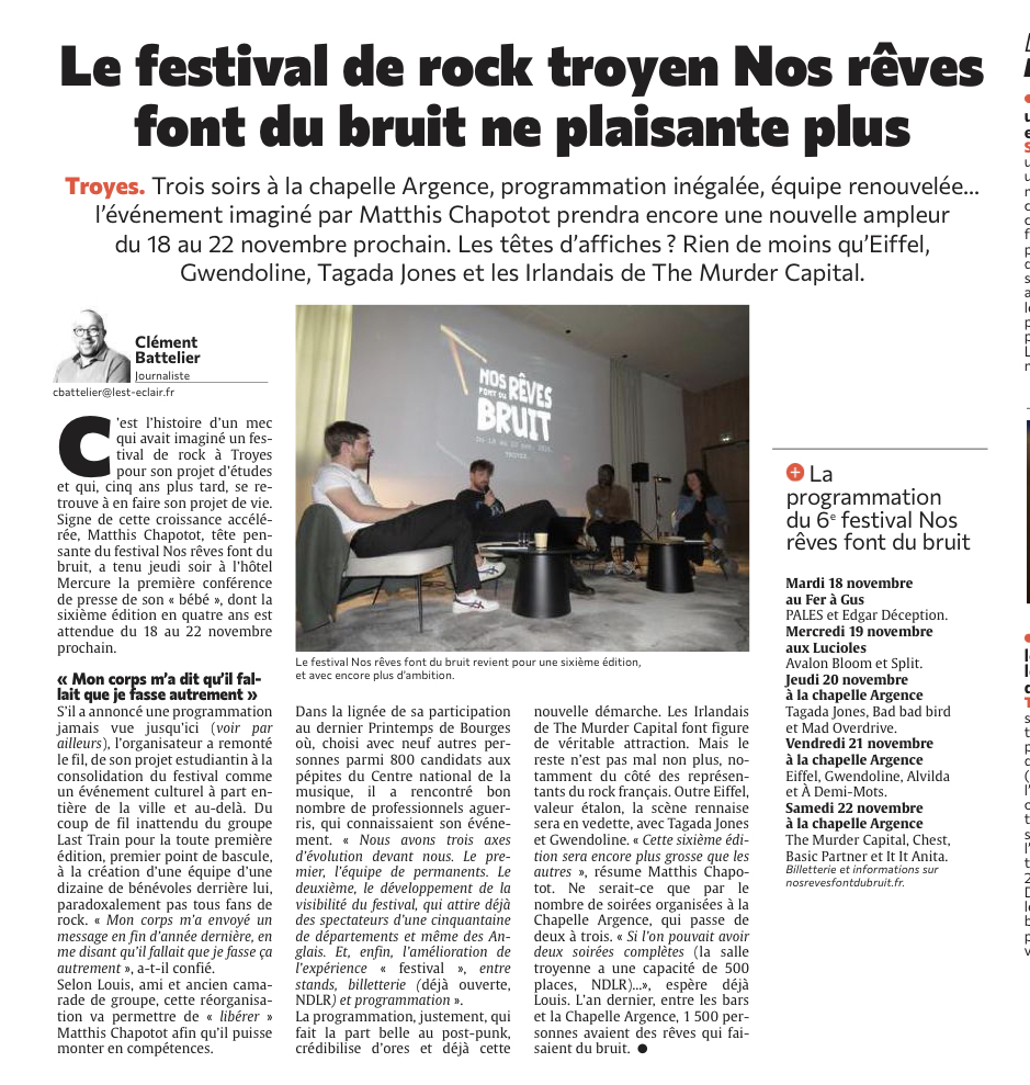 Le 6e festival de rock troyen Nos rêves font du bruit ne plaisante plus