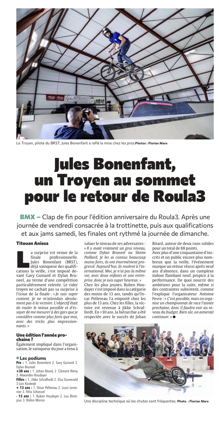 Jules Bonenfant, un Troyen au sommet pour le retour de Roula3