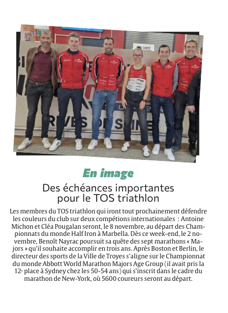 Des échéances importantes pour le TOS triathlon