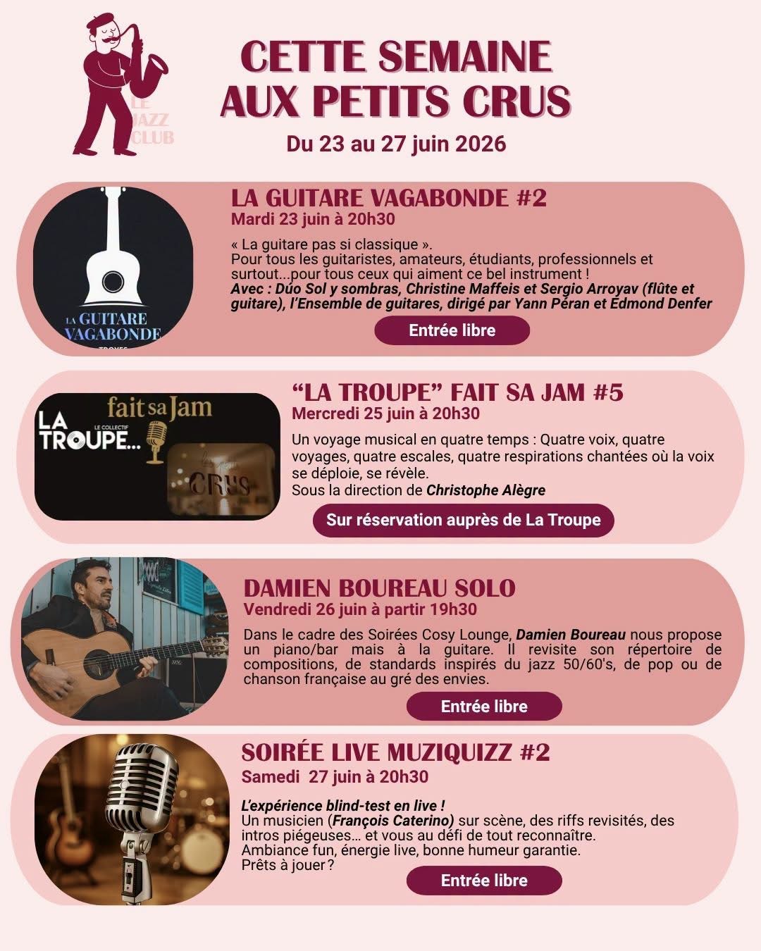 Le programme de la semaine des Petits Crus