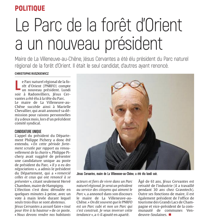 Le Parc de la forêt d’Orient a un nouveau président
