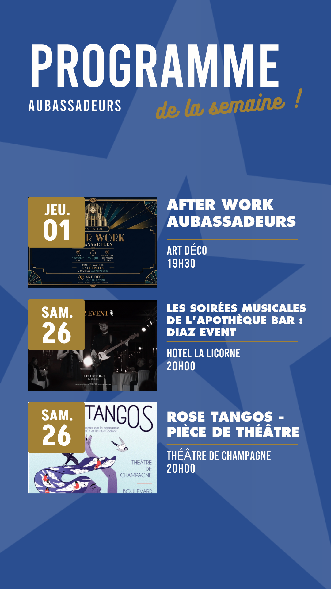 Programme Aubassadeurs de la semaine.