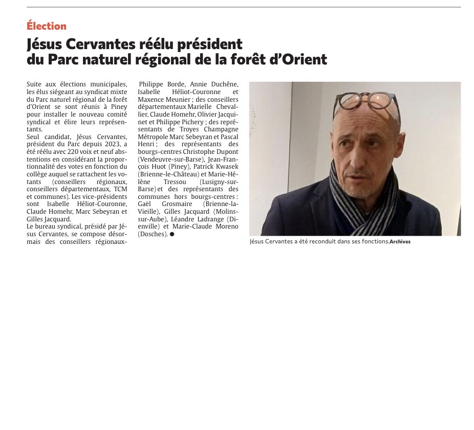 Jésus Cervantes réélu président du Parc de la forêt d’Orient !