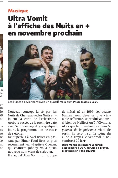 Ultra Vomit à l’affiche des Nuits en + en novembre prochain !