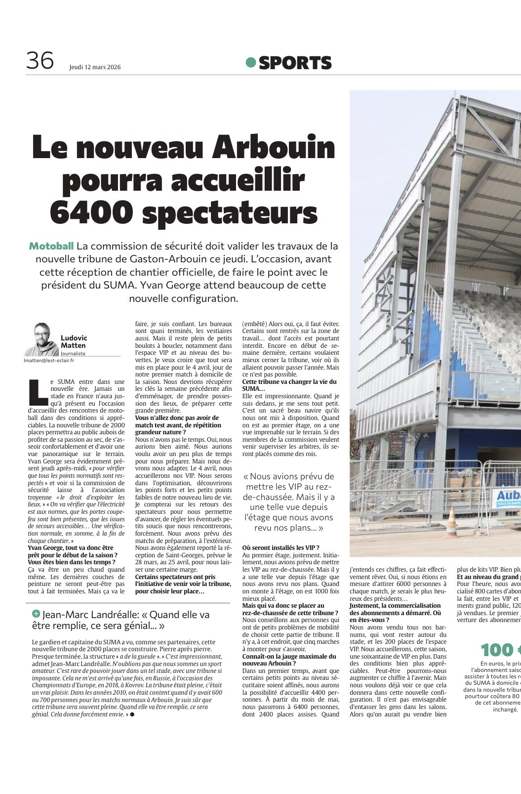 le nouveau stade Gaston-Arbouin pourra bientôt accueillir 6400 spectateurs !