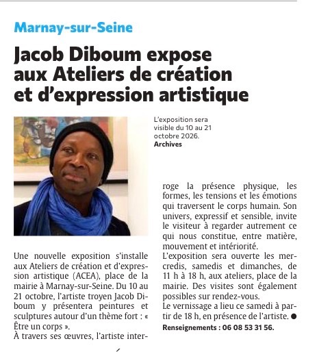 Jacob Diboum expose aux Ateliers de création et d'expression artistique