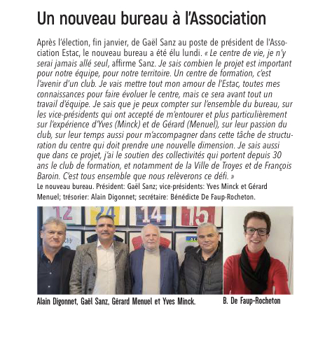 Un nouveau bureau à l'association Estac.