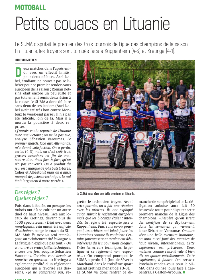 Motoball: Petits couacs en Lituanie