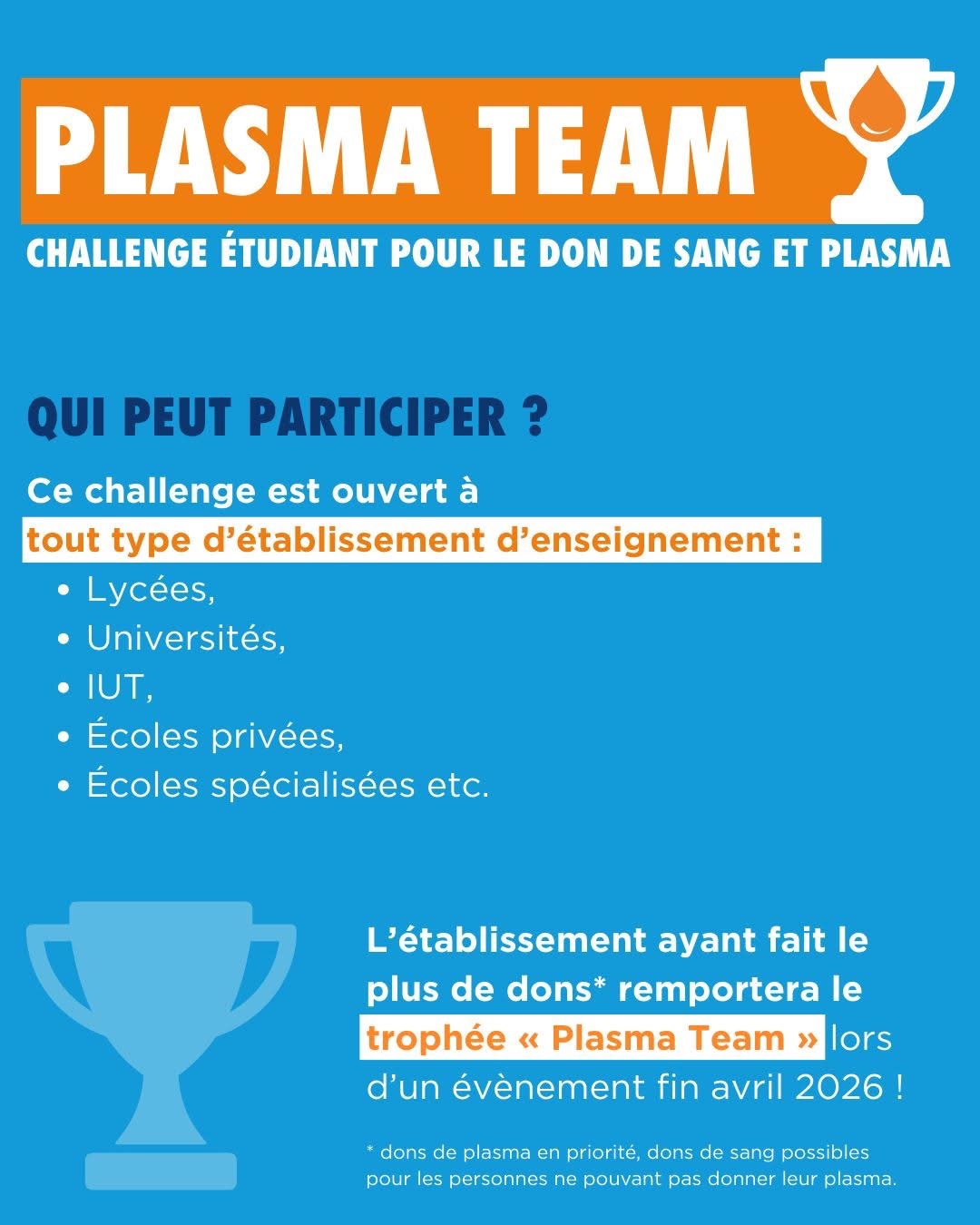 PLASMA TEAM de nos Aubassadeurs de l'Etablissement Français du Sang