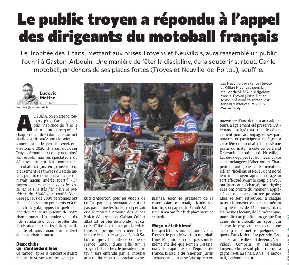 Le public troyen a répondu à l'appel des dirigeants du motoball français