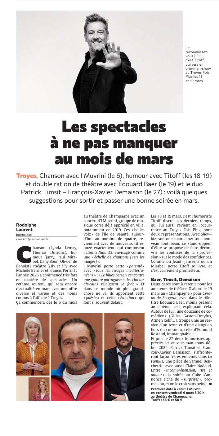 MDB : Les quatre spectacles à ne pas manquer en mars !