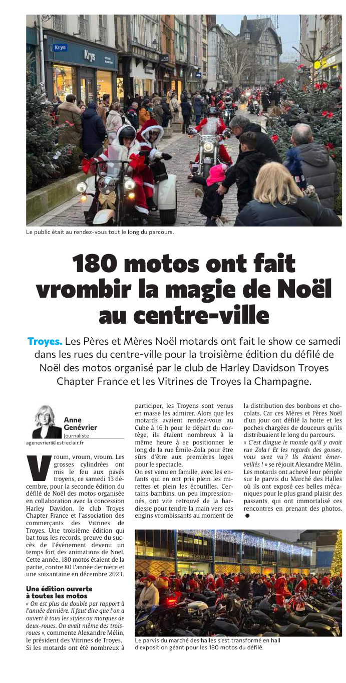 180 motos ont fait vrombir la magie de Noël au centre-ville !