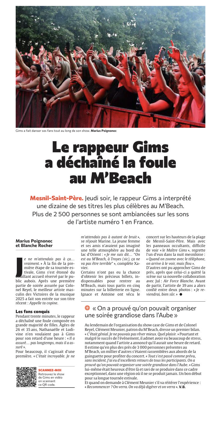 Le rappeur Gims a déchaîné les foules à Mesnil-Saint-Père