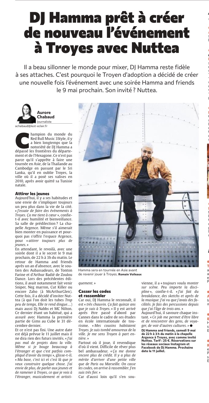 DJ Hamma prêt à créer de nouveau l'évènement à Troyes avec Nuttea.