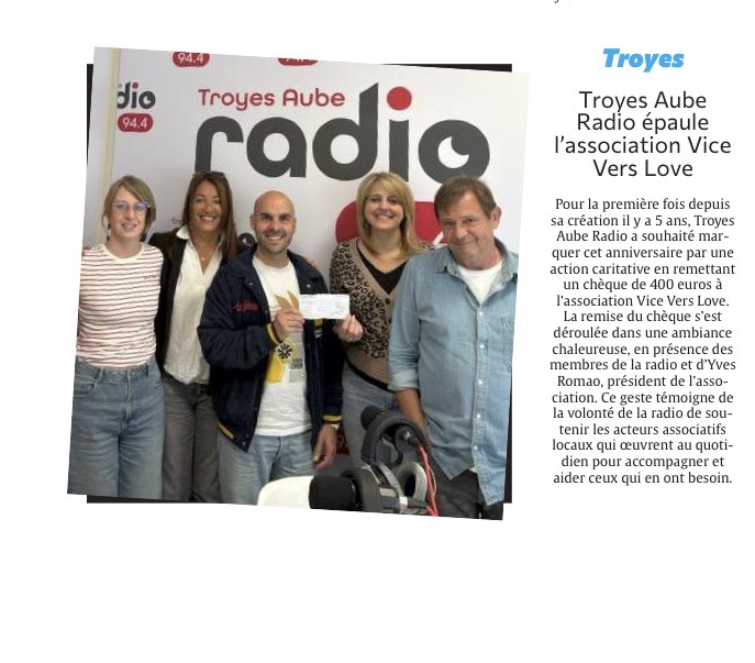 Troyes Aube Radio épaule l’association Vice Vers Love