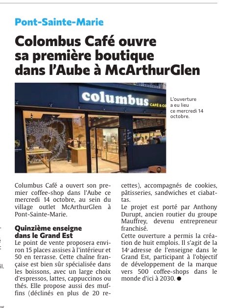 Colombus Café ouvre sa première boutique dans l'Aube à McArthurGlen