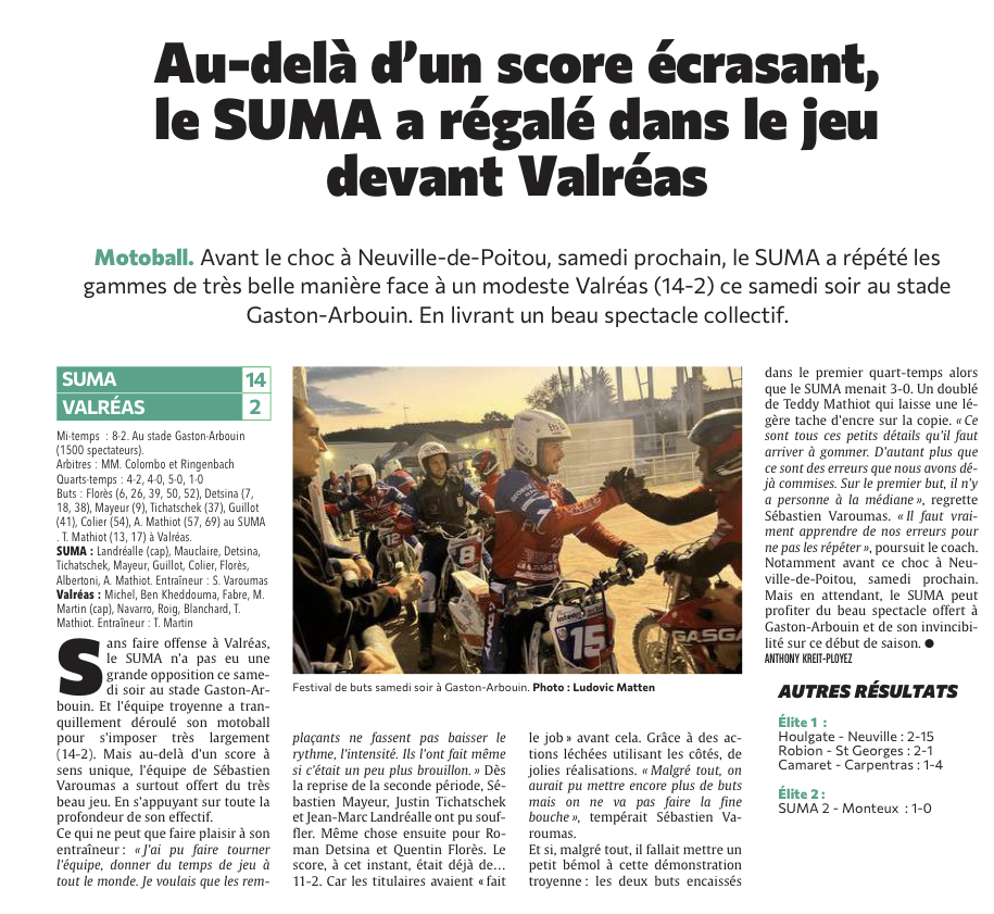 Au-delà d’un score écrasant, le SUMA a régalé dans le jeu devant Valréas
