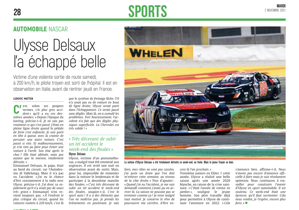 Ulysse Delsaux l'a échappé belle.