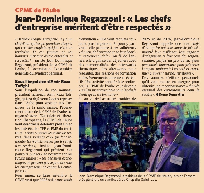 Jean-Dominique Regazzoni, « les chefs d’entreprise méritent d’être respectés »