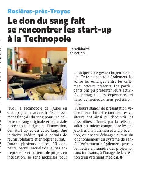 Le don du sang fait se rencontrer les start-ups à la Technopole