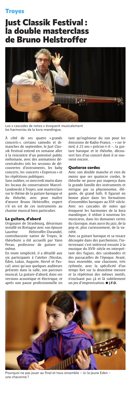Just Classik Festival : la double masterclass de Bruno Helstroffer