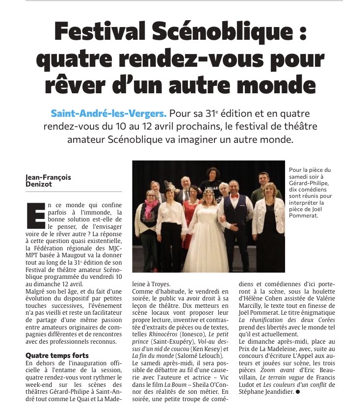 Le 31e festival de théâtre Scénoblique à Saint-André-les-Vergers