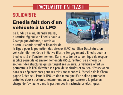 Enedis fait don d’un véhicule à la LPO
