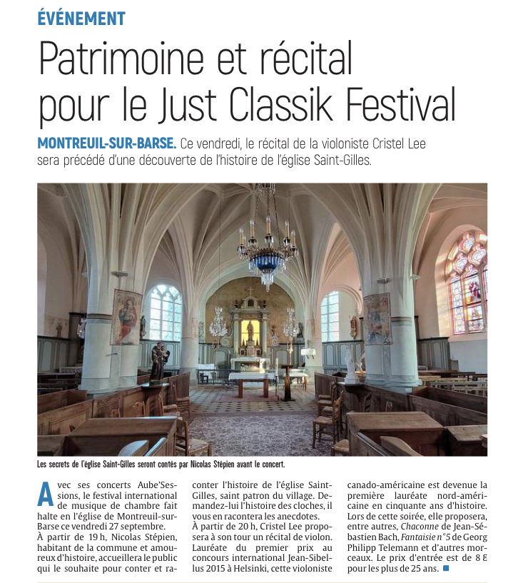 Patrimoine et récital pour le Just Classik Festival
