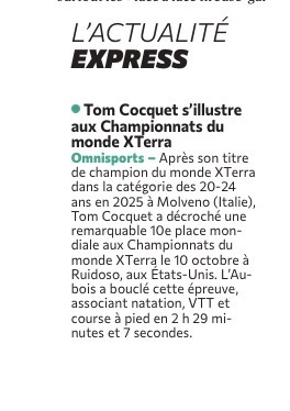 Tom Cocquet s'illustre aux Championnats du monde XTerra
