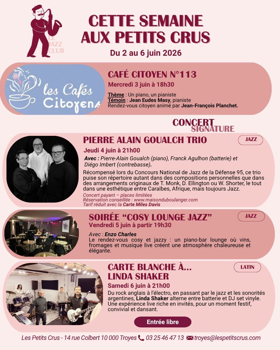 Le programme jazz de la semaine des Petits crus