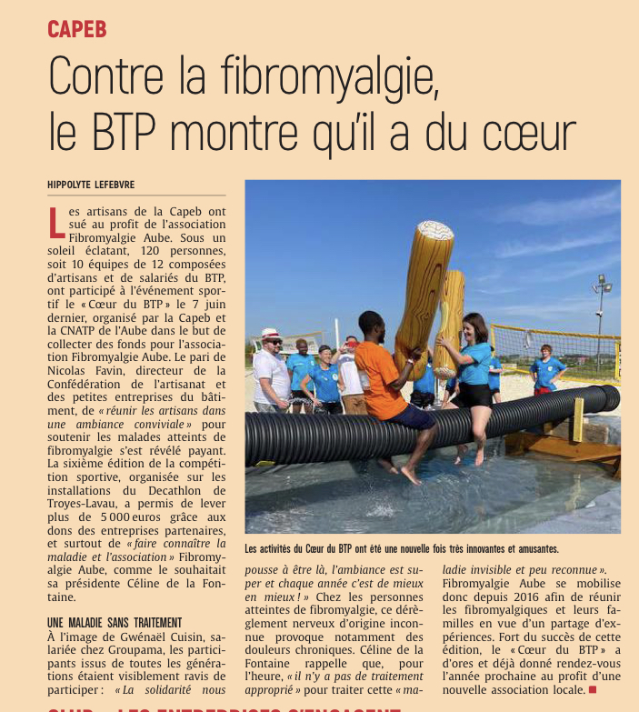 Le BTP montre qu’il a du cœur en s’activant contre la fibromyalgie