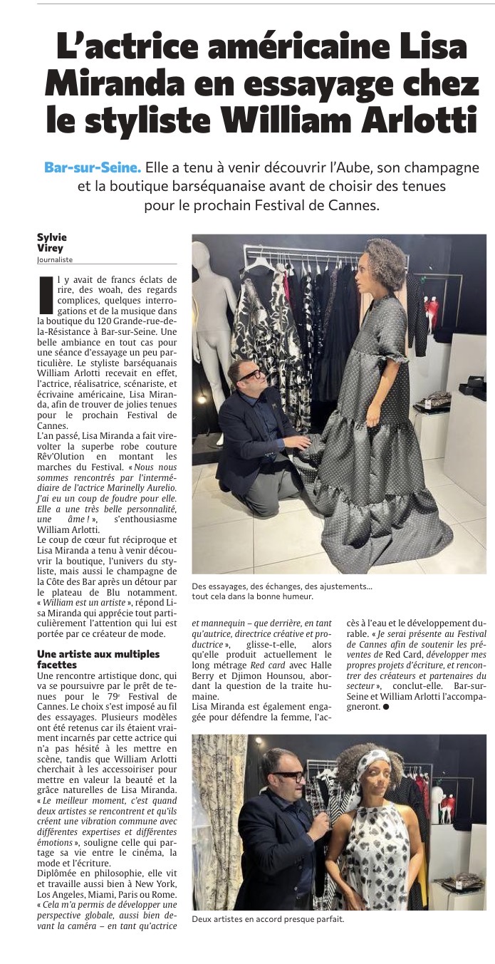 L’actrice américaine Lisa Miranda en essayage chez le styliste William Arlotti