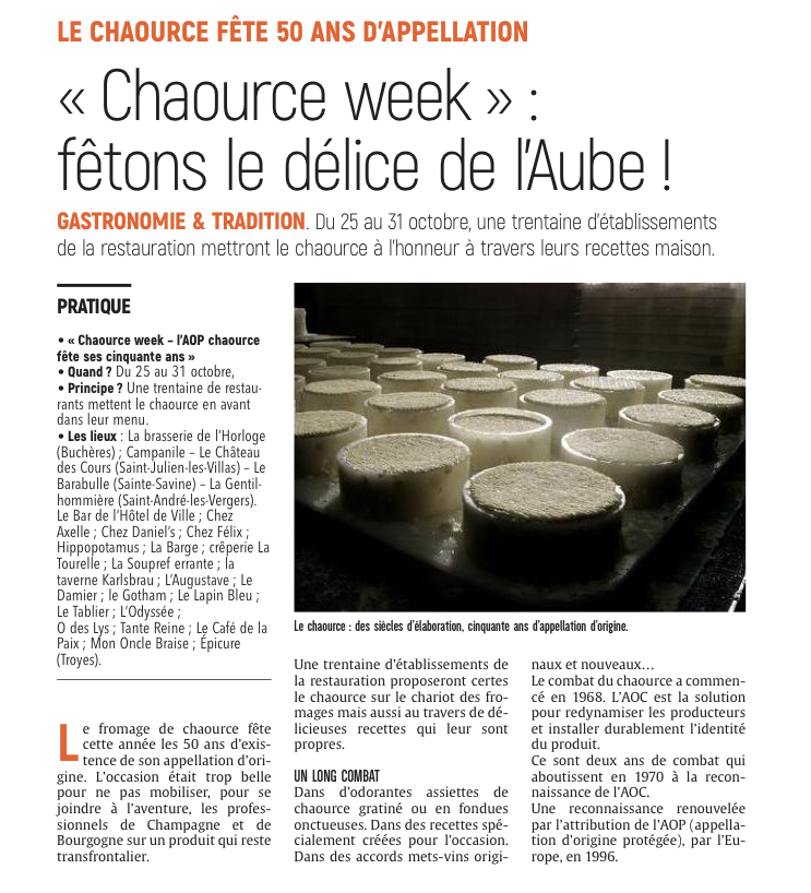 Chaource Week : Fêtons le délice de l'Aube.