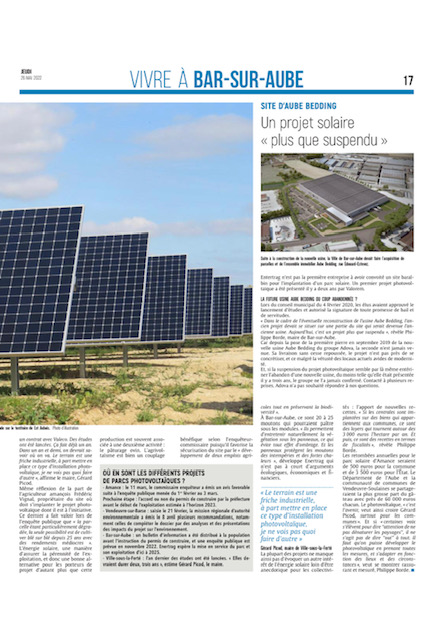 Les projets de parcs solaires rayonnent sur l’Est Aubois.